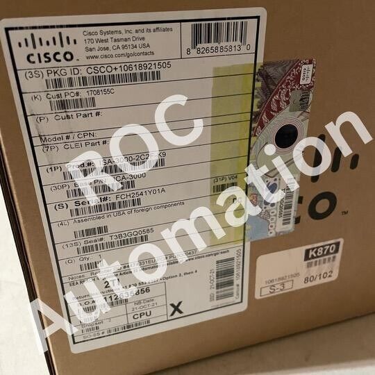 New Sealed Cisco ISA 3000-2C2F-K9 Industrial Security Appliance/Secure Firewall