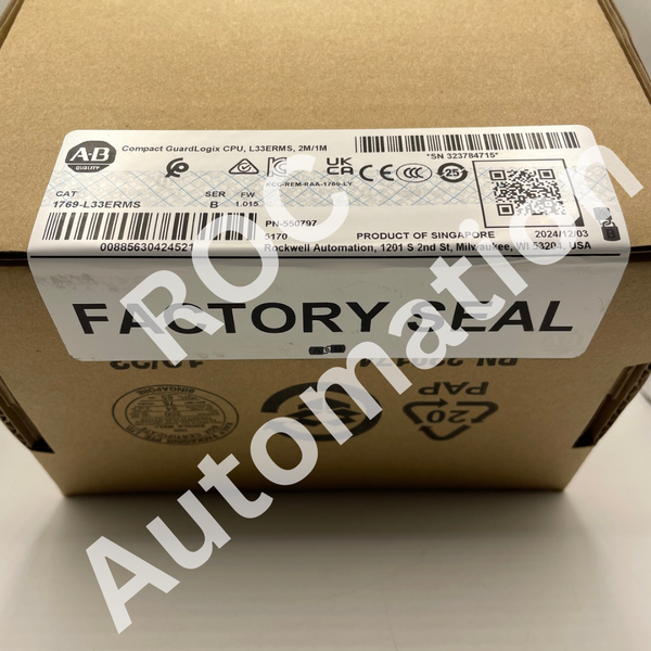 New Sealed Allen Bradley 1769-L33ERMS /B GuardLogix 5370 3MB Ethernet Processor Module